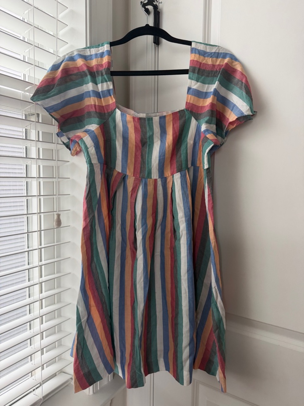 Madewell Multicolor Striped Mini Dress in Blue, Green, Pink & Yellow